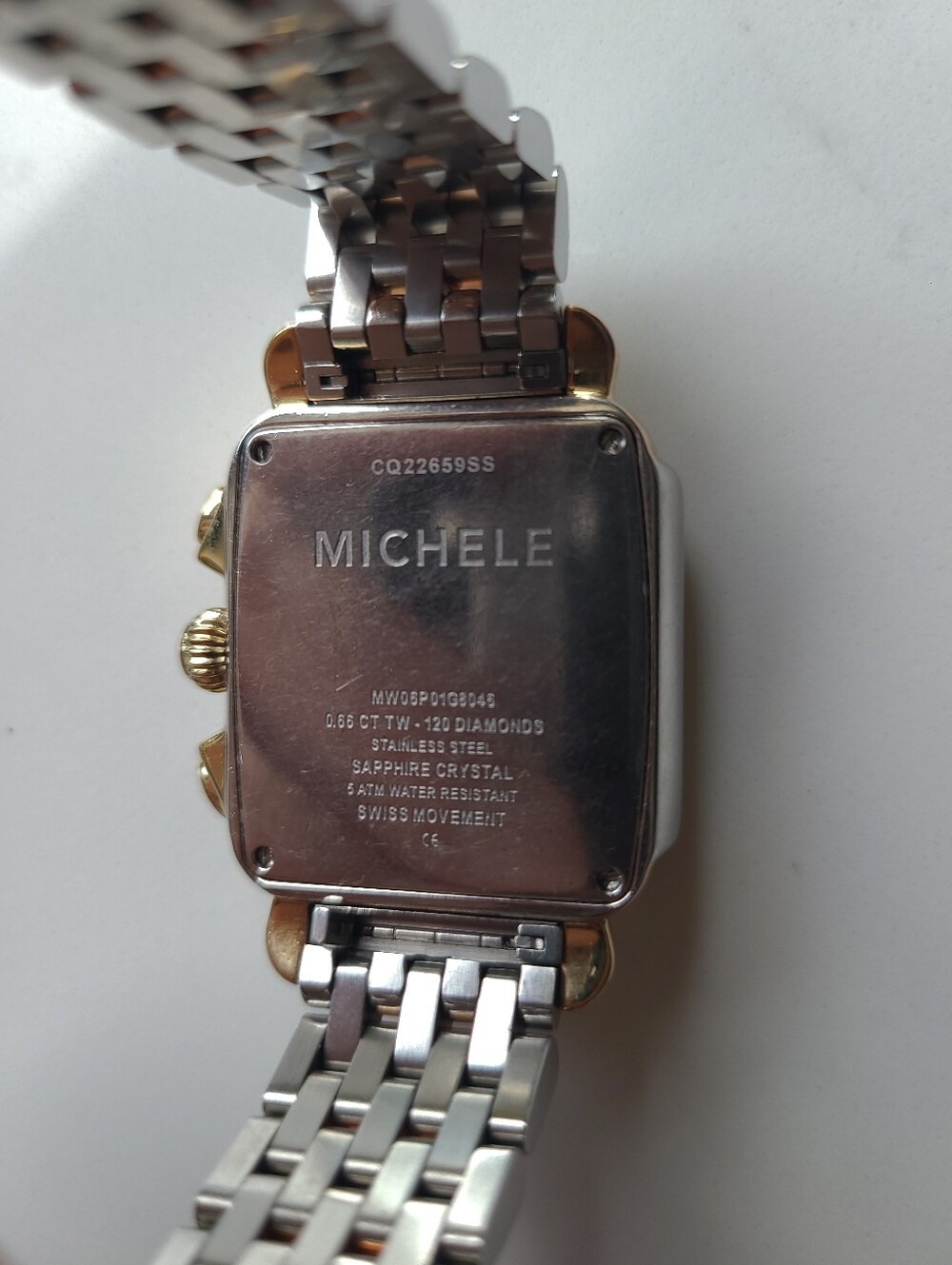 Michele Deco Tri Two Tone Diamond Yellow Gold Rose Gold And Silver Watch - Picture 5 of 5